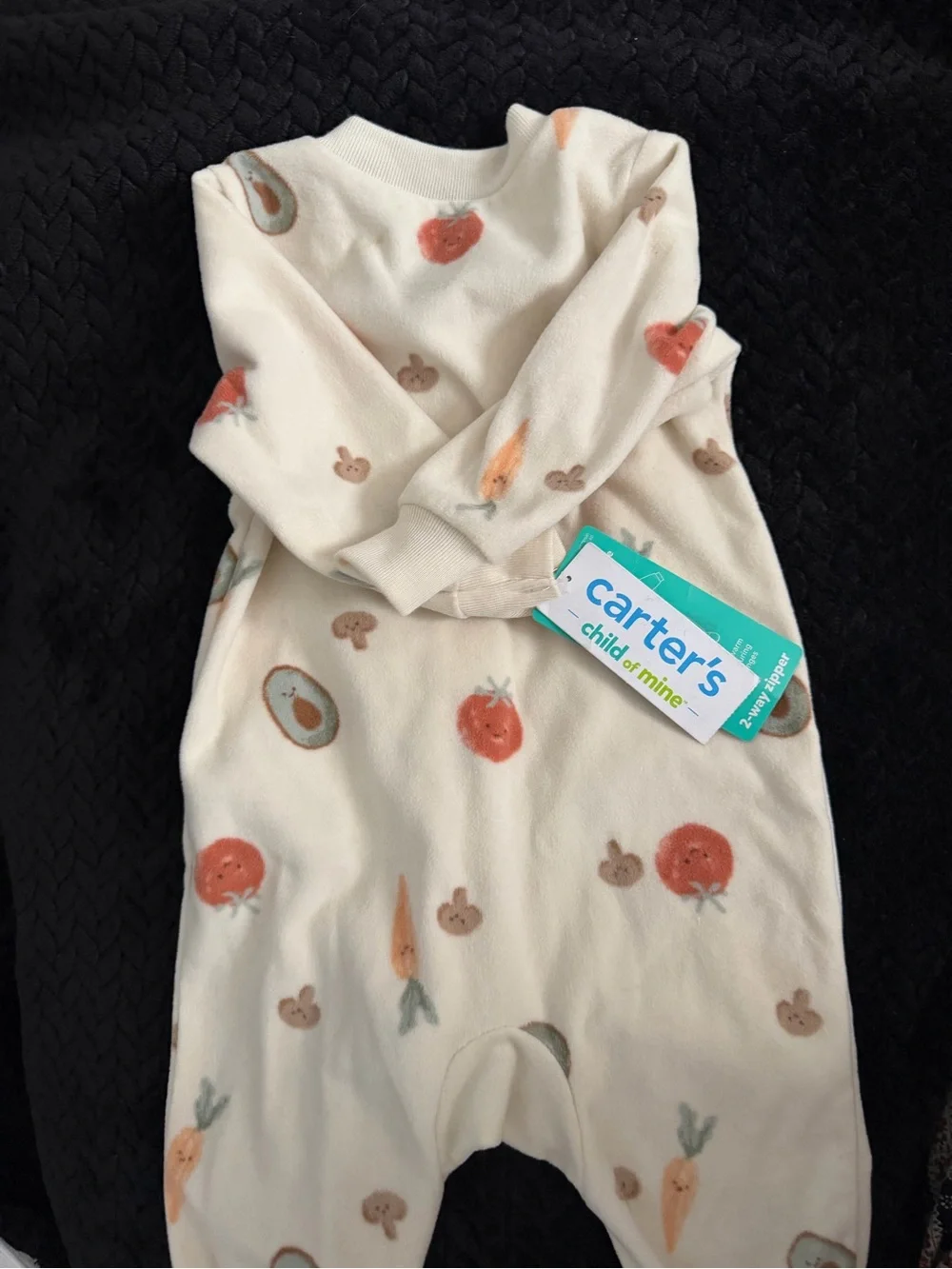 Carter's Cream One-Piece Zipper Pajama with Fruit Print